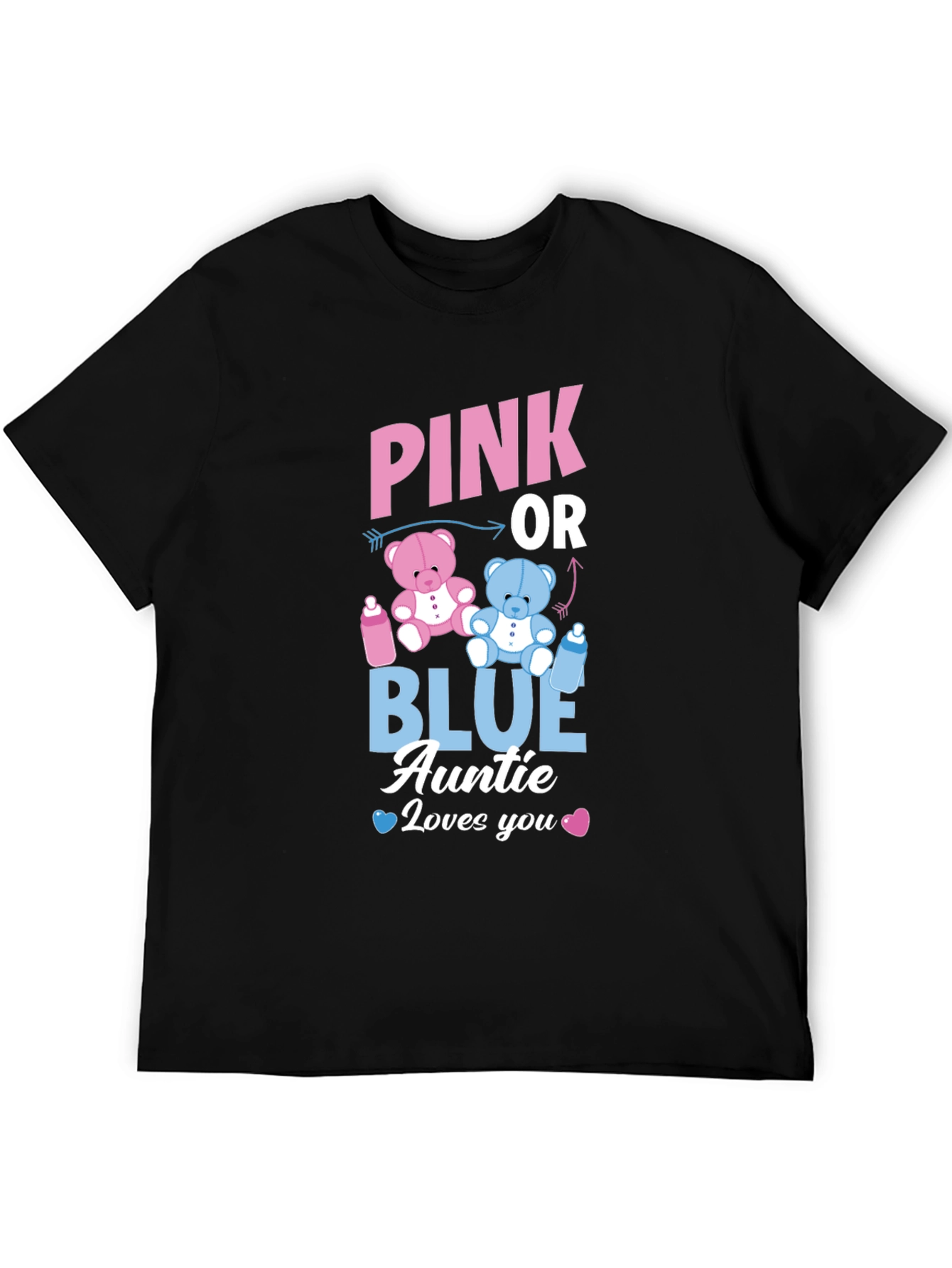 Pink or Blue Auntie Loves You Baby Gender Reveal T-Shirt - 5