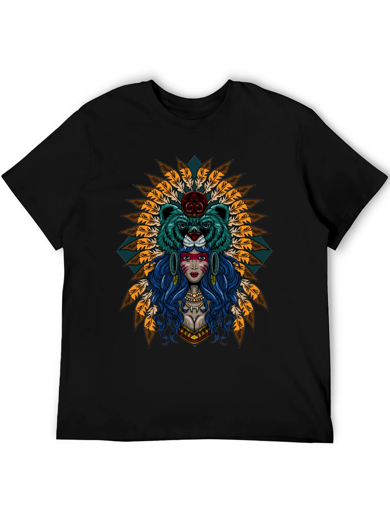 Black Native American Bear Spirit T-Shirt view 5