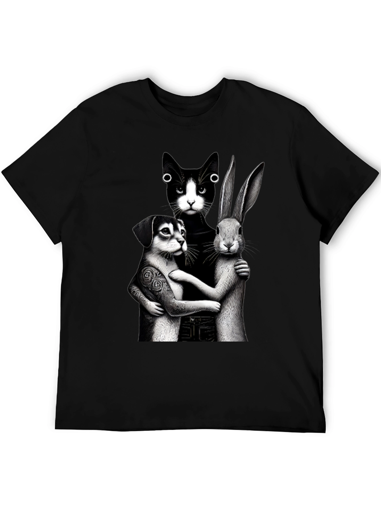 Black Whimsical Animal Trio Graphic Tee view 5