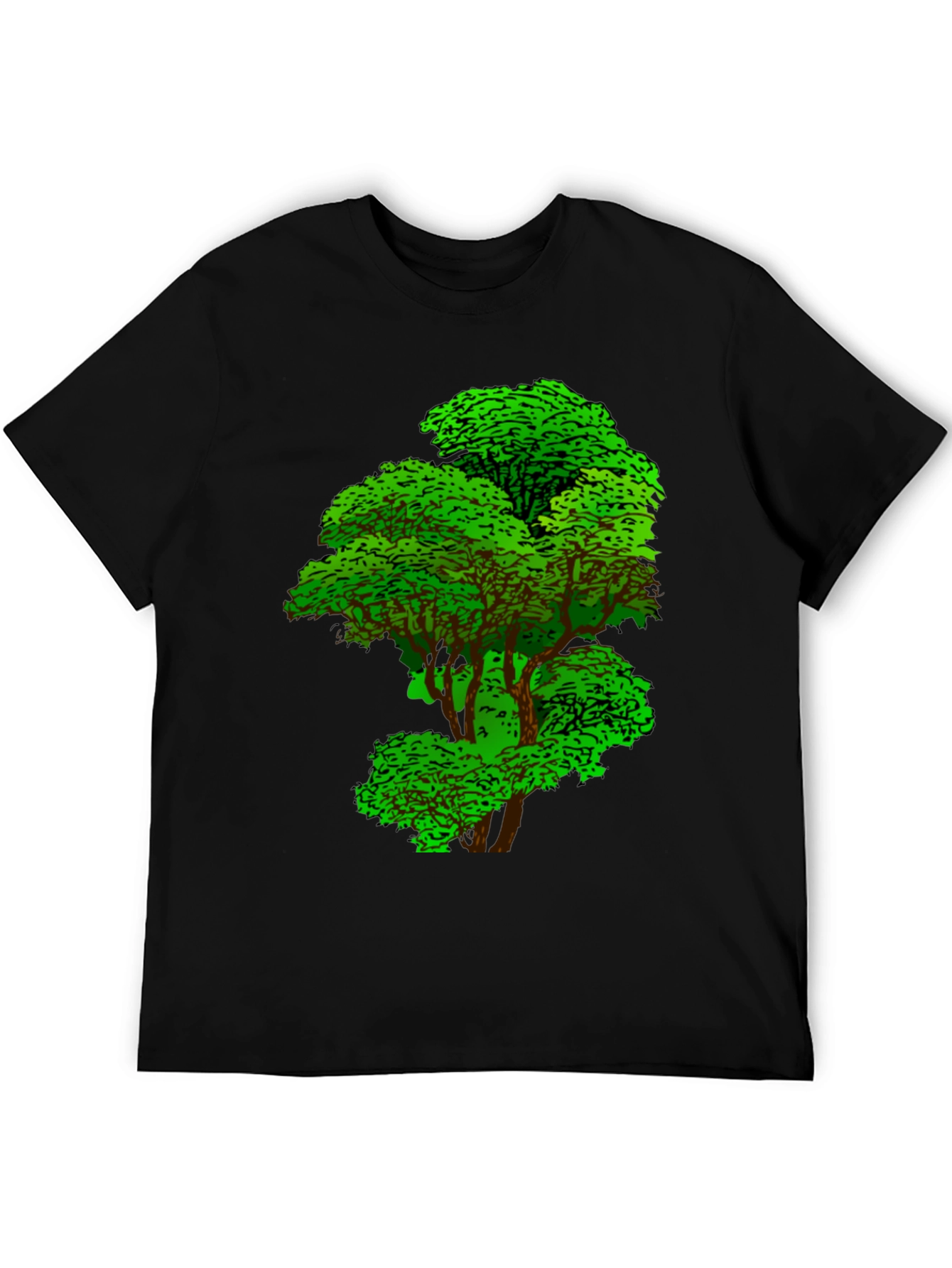 Black Nature Tree Graphic Tee - Black Cotton T-Shirt view 5