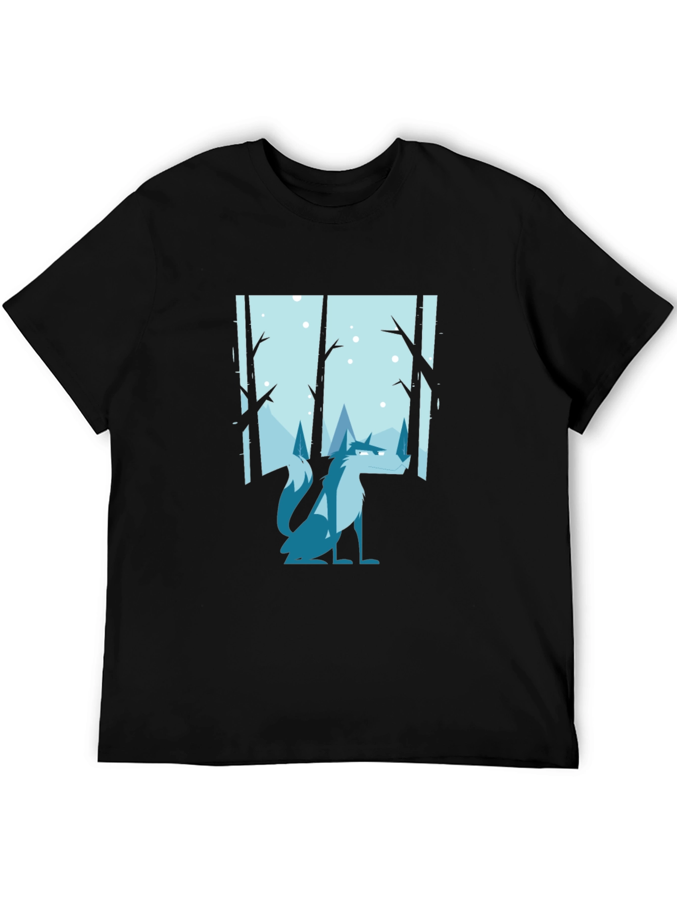 Black Wolf Winter Scene Graphic Tee - Black view 5