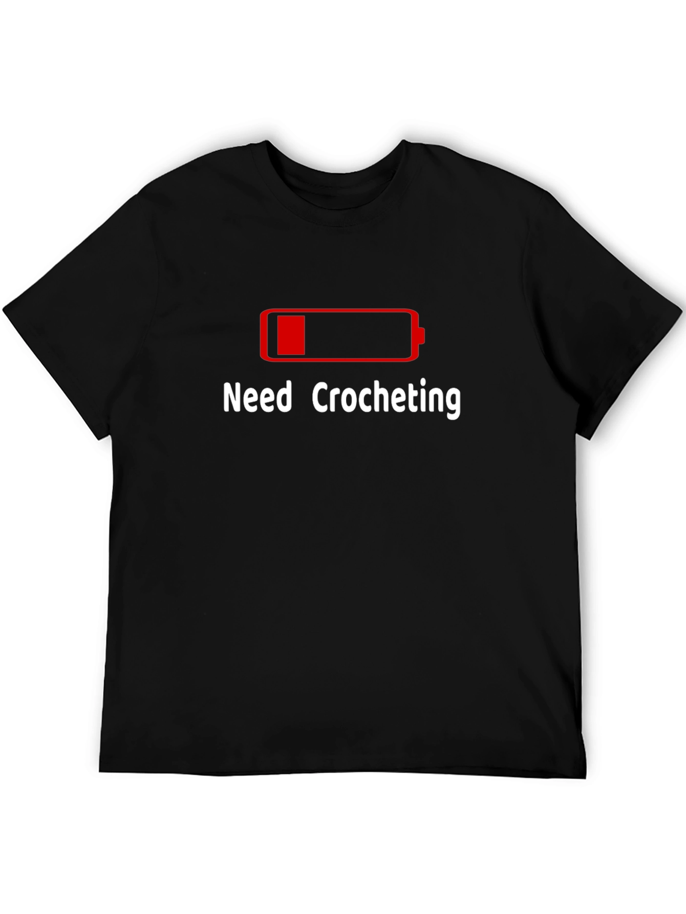 Black Need Crocheting Low Battery Graphic T-Shirt view 5
