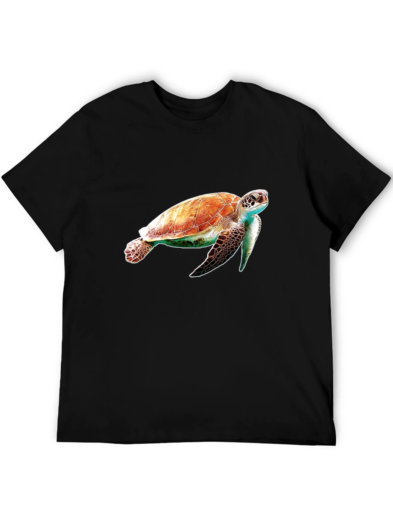 Black Sea Turtle Graphic Tee - Black Cotton Comfort view 5