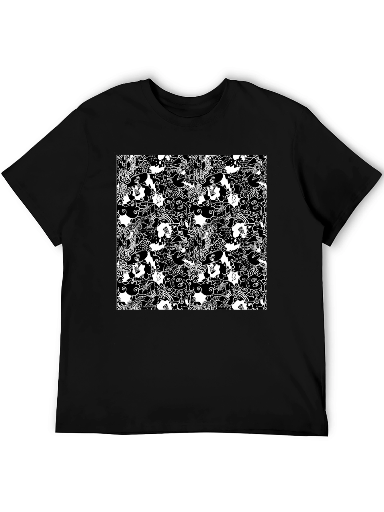 Black Monochrome Patterned T-Shirt view 5