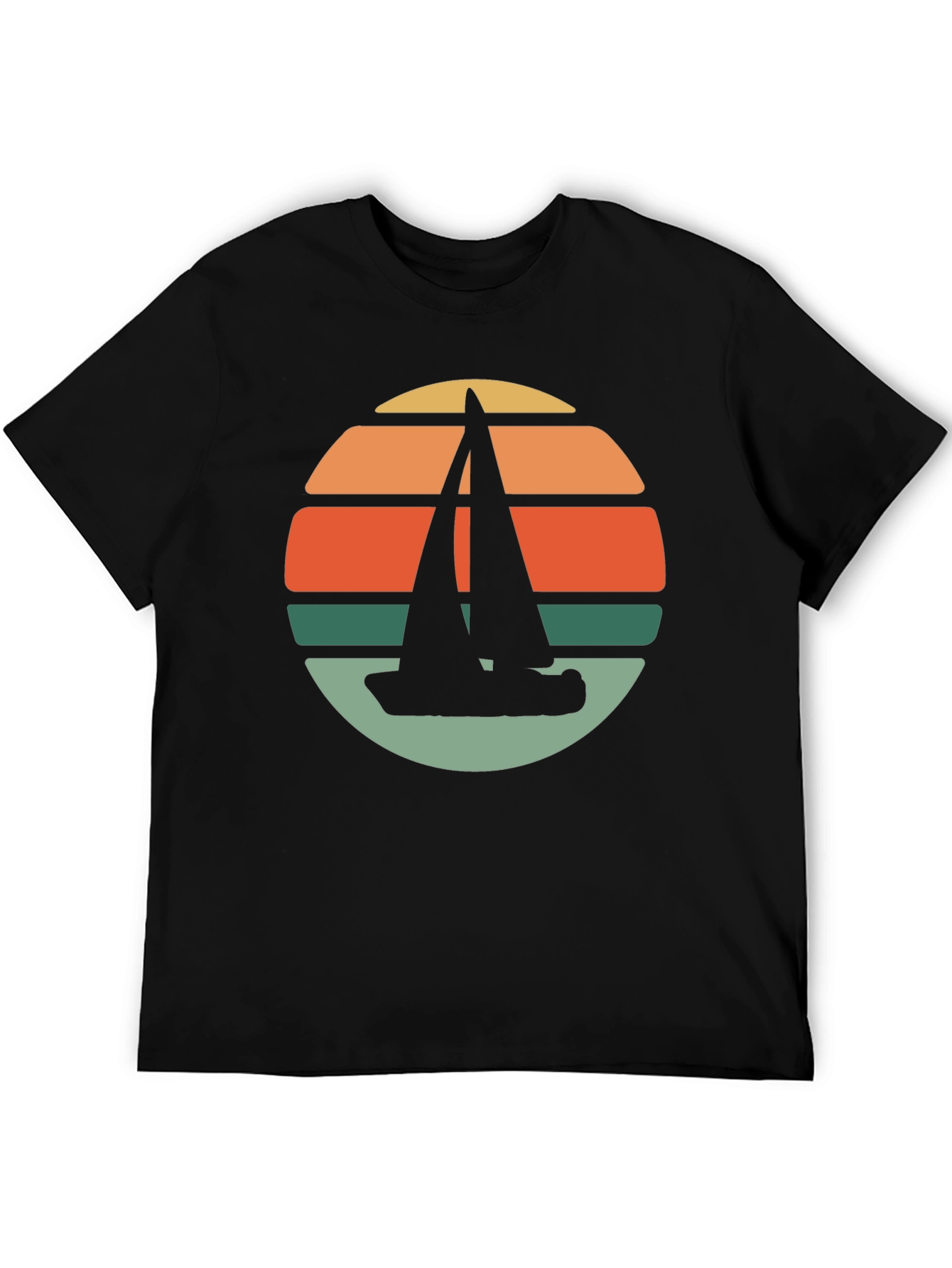 Black Retro Sunset Sailboat T-Shirt - Black view 5