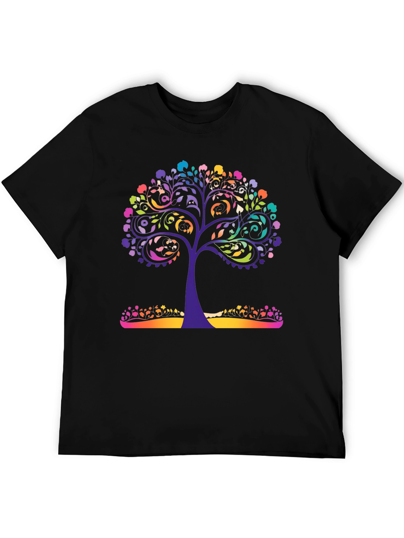Black Colorful Tree of Life Graphic Tee - Stylish & Unique view 5