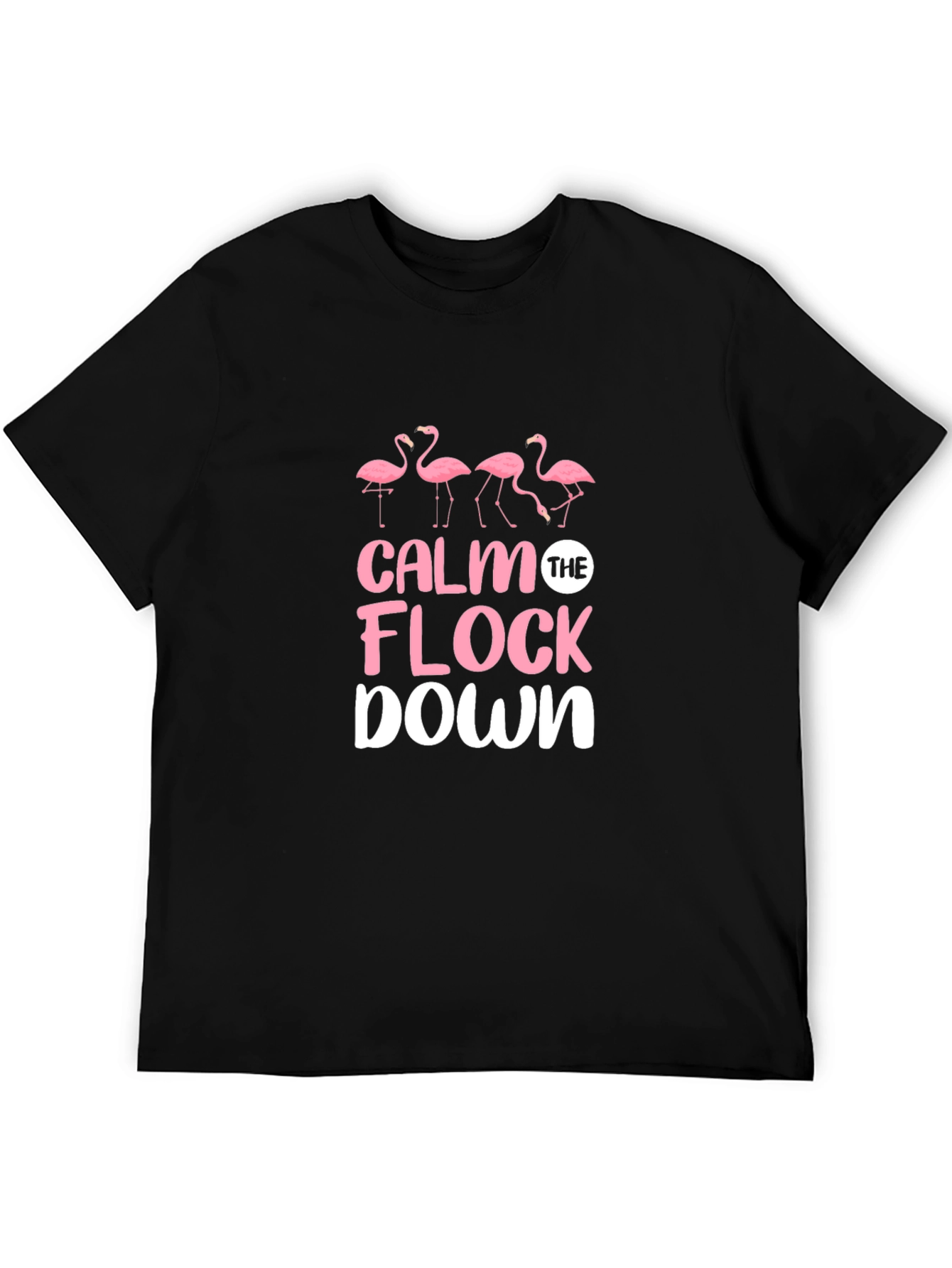 Black Calm The Flock Down Flamingo Graphic Tee view 5