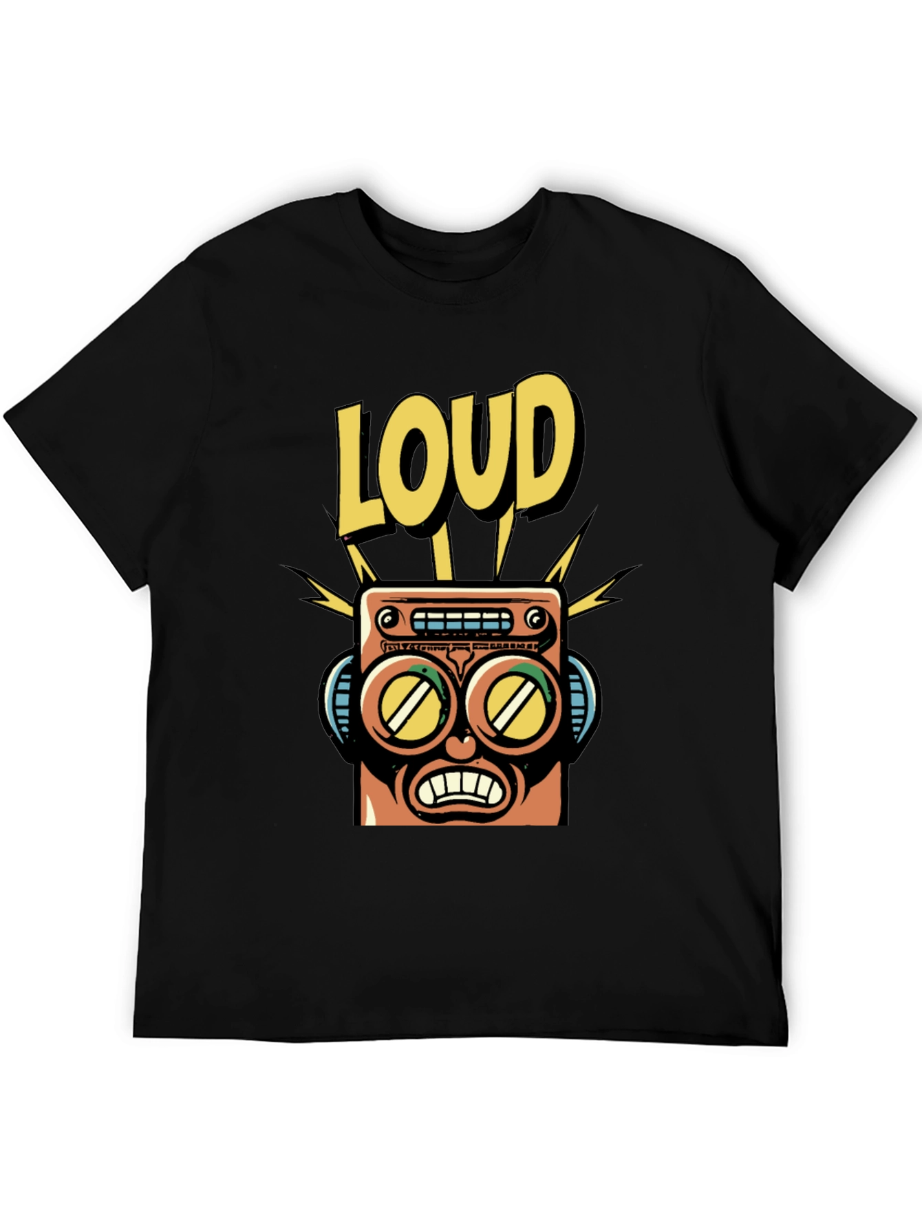 Black LOUD Robot Graphic Tee - Retro Style view 5