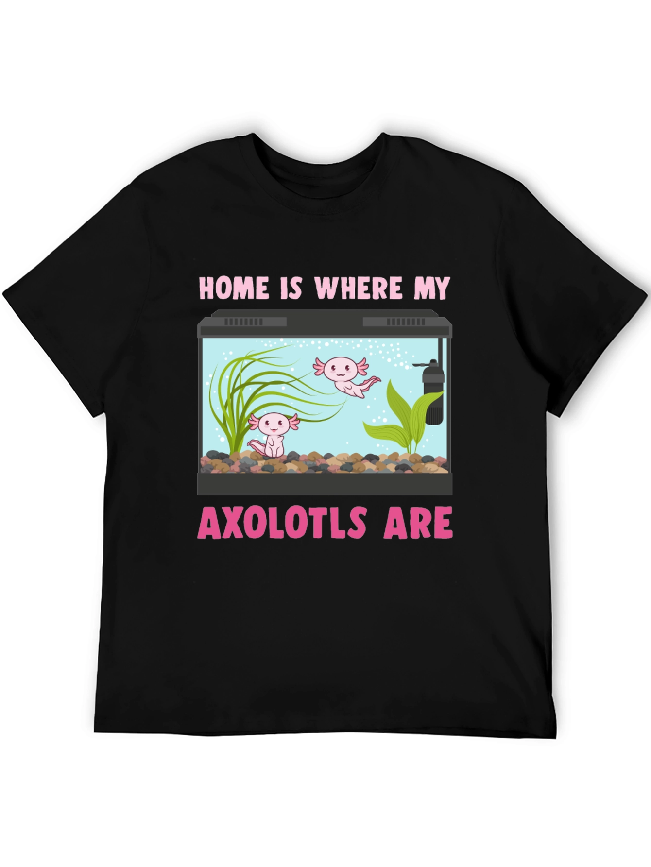 Black Axolotl Aquarium Home T-Shirt view 5