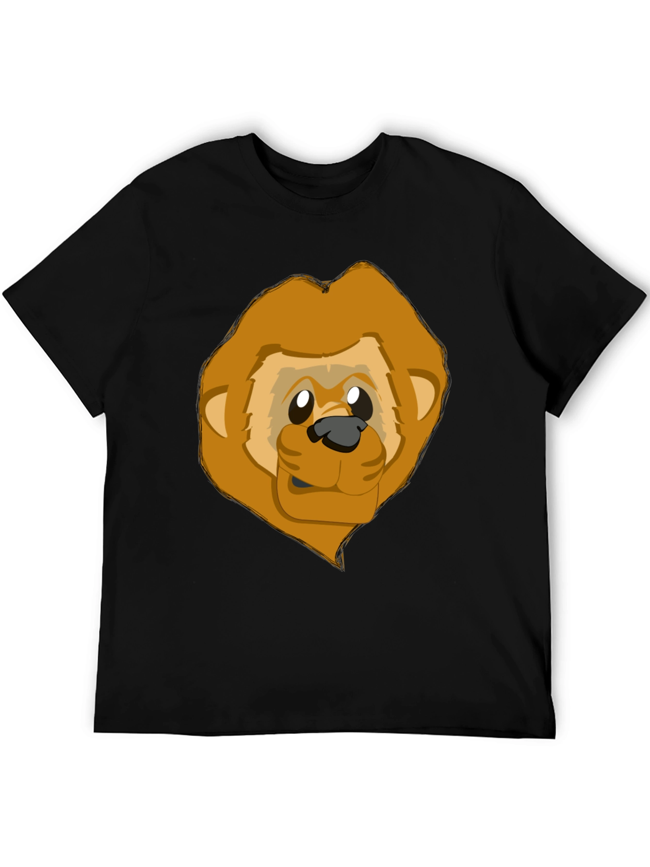 Black Cartoon Lion Graphic Black T-Shirt view 5