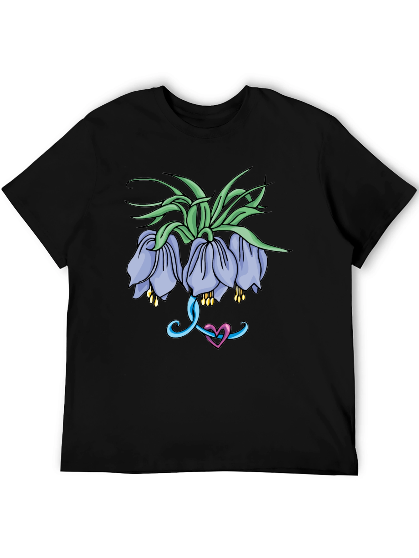 Black Floral Graphic Print Black T-Shirt for Men view 5