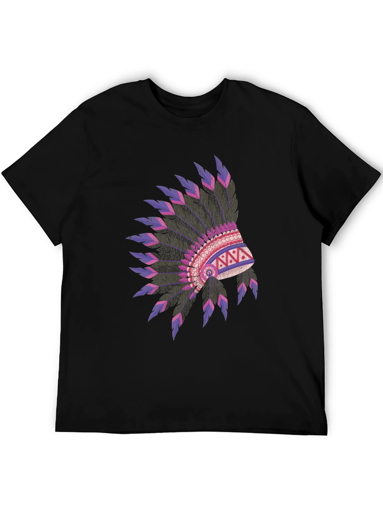 Black Native American Headdress Graphic Black T-Shirt view 5
