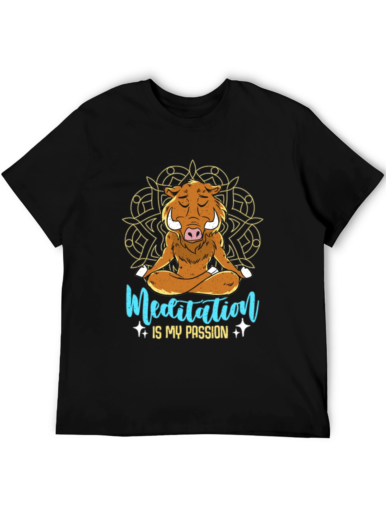 Black Zen Boar Meditation T-Shirt - Relax & Find Your Inner Peace view 5