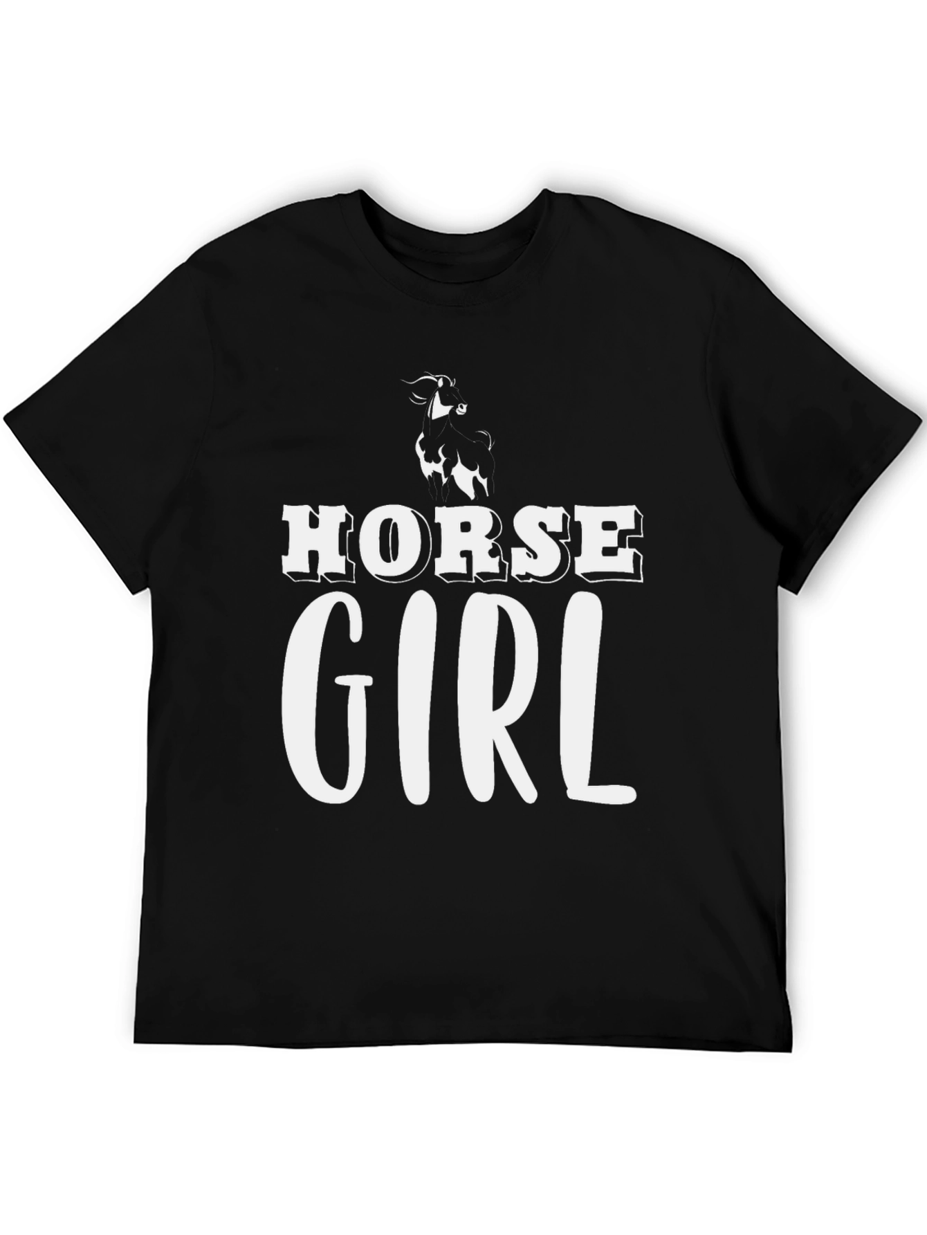 Black Horse Girl Tee - Black Graphic T-Shirt view 5