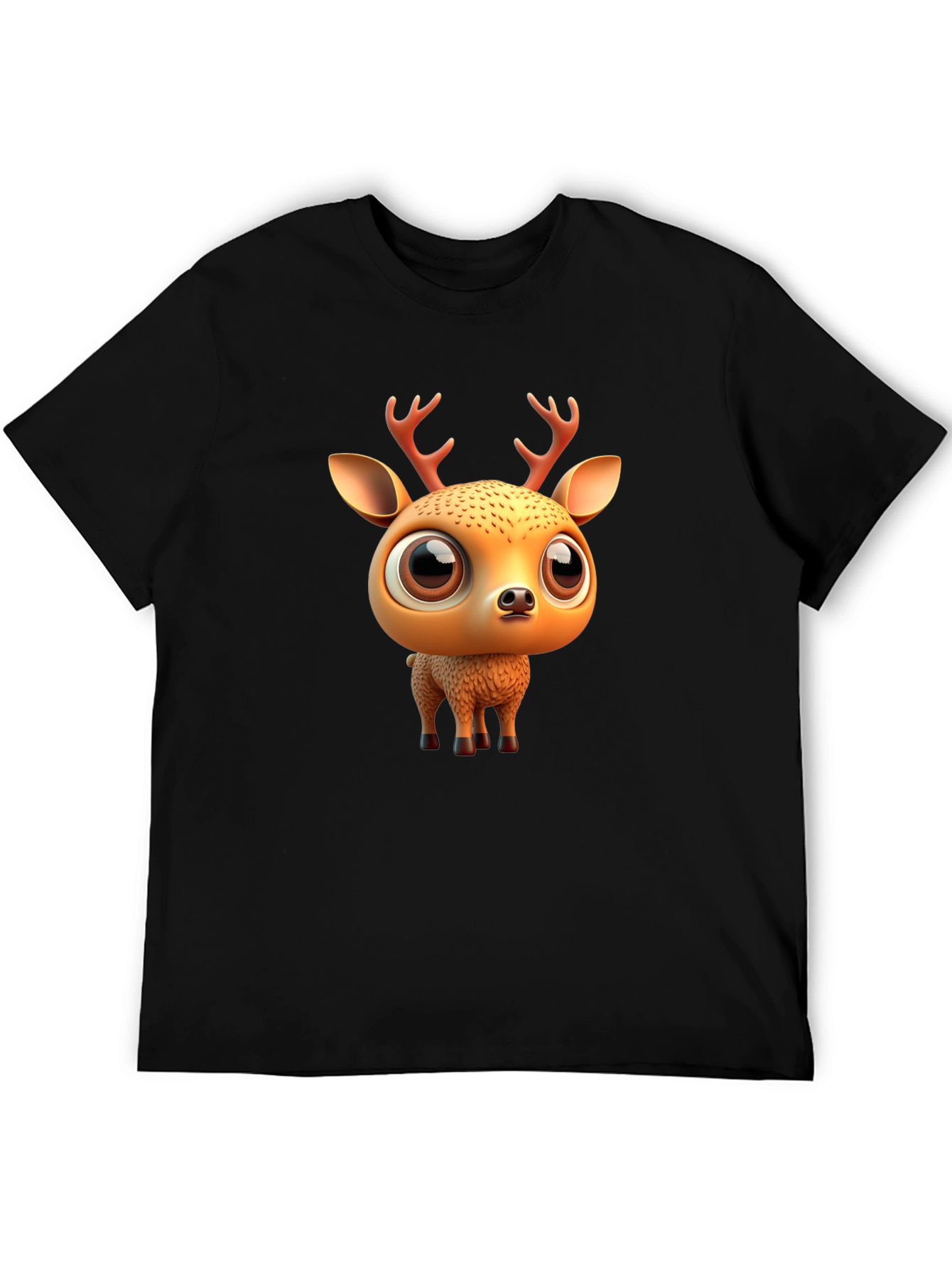 Black Cute Deer Graphic Tee view 5