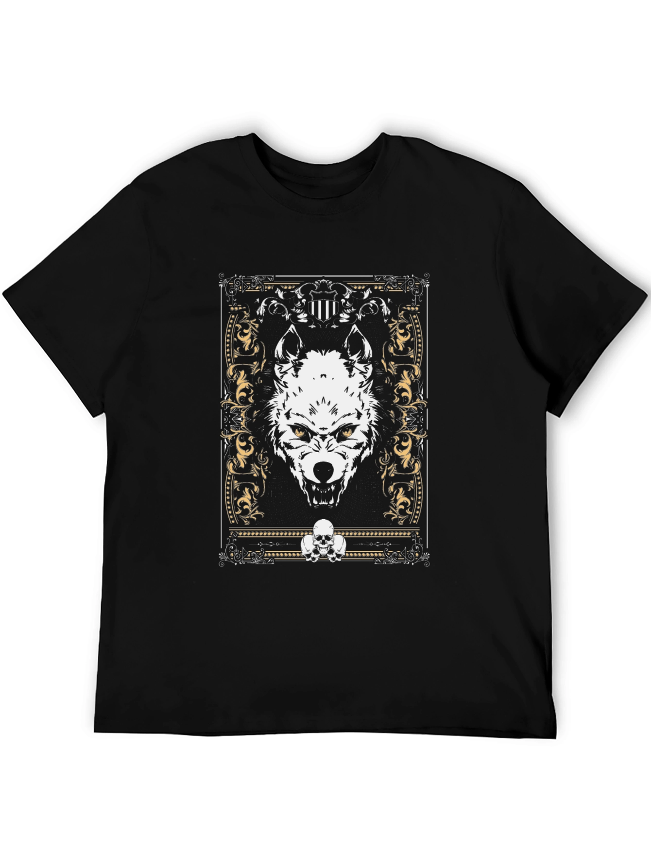 Black Wolf Graphic Print Black T-Shirt view 5