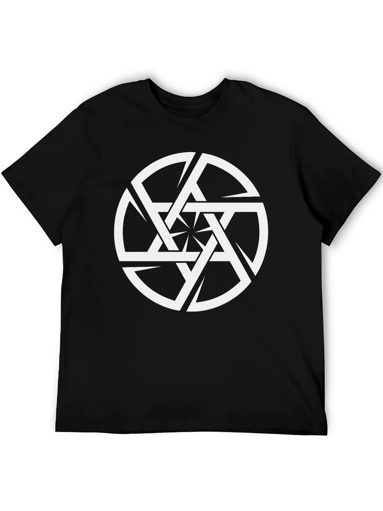 Black Geometric Star Graphic Tee - Black Cotton Blend Shirt view 5