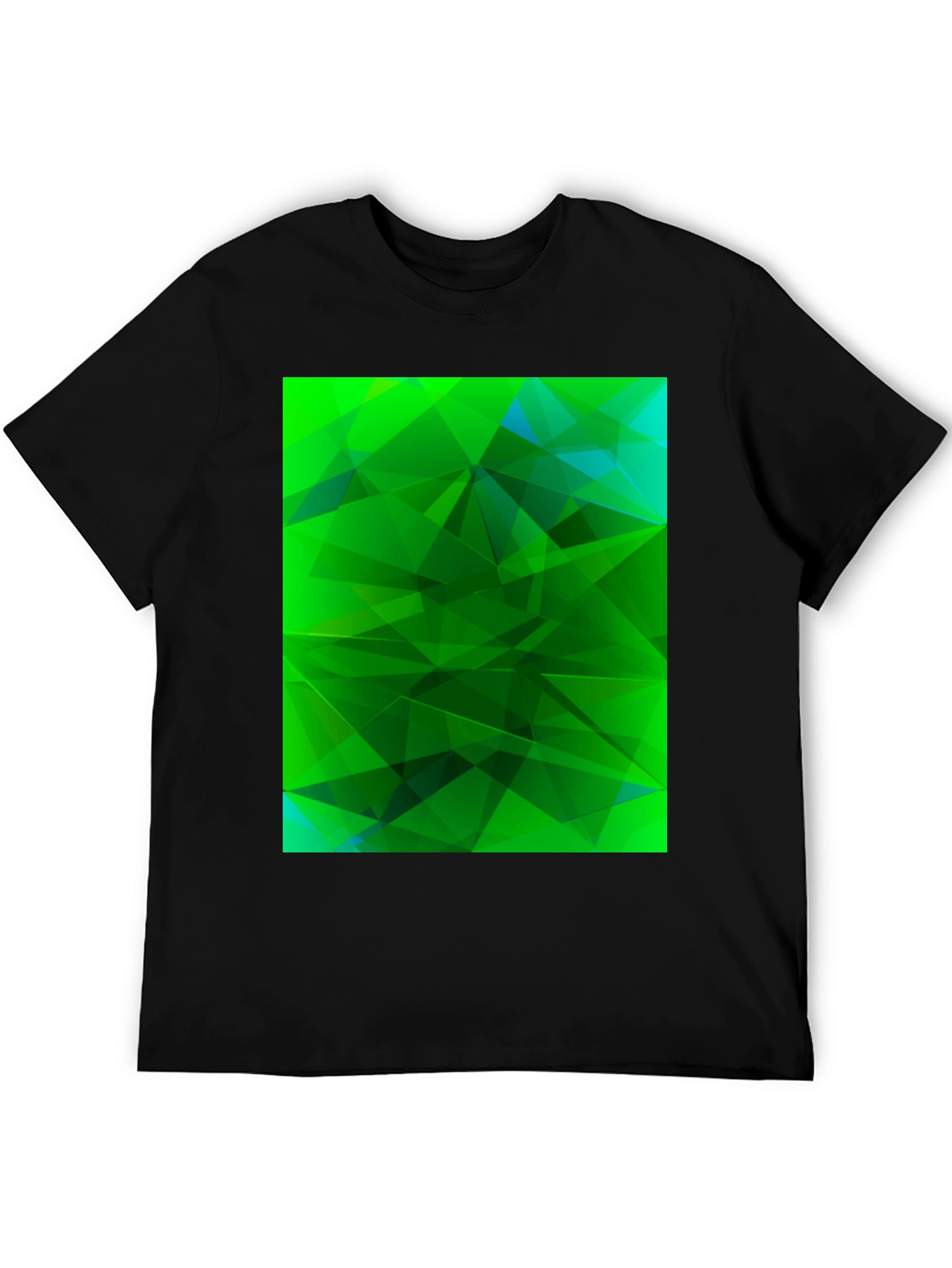 Black Abstract Geometric Green T-Shirt view 5