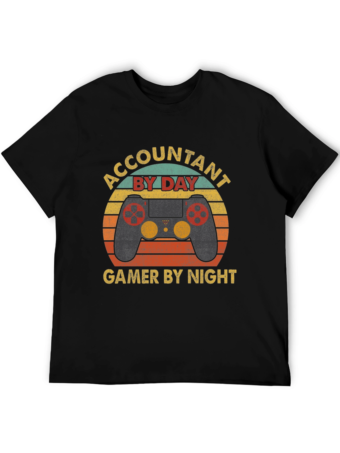 Black Accountant By Day Gamer By Night Black T-Shirt view 5