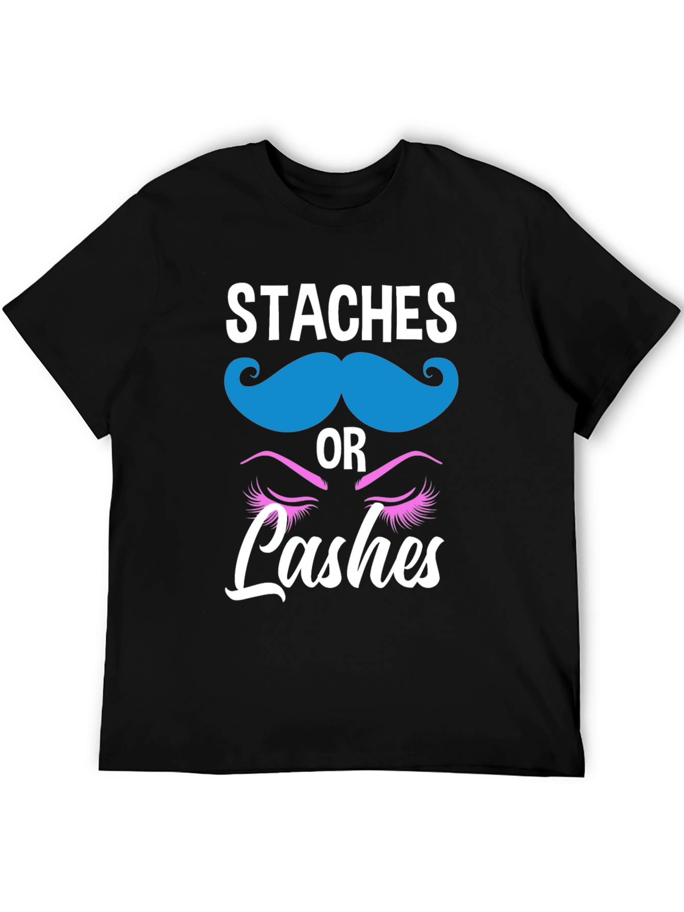 Black Staches or Lashes Gender Reveal T-Shirt view 5