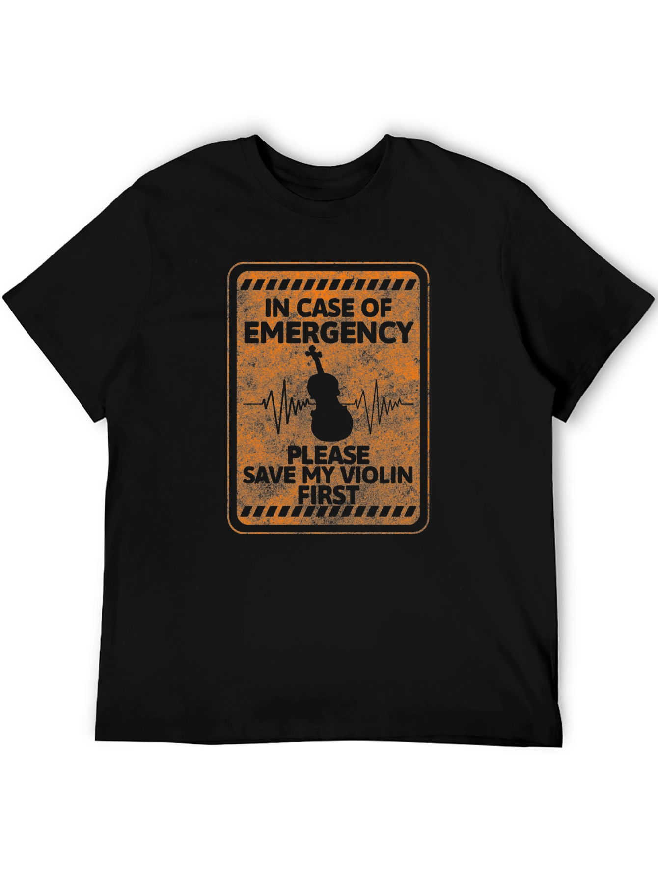 Black Emergency Violin T-Shirt - Music Lover Tee view 5