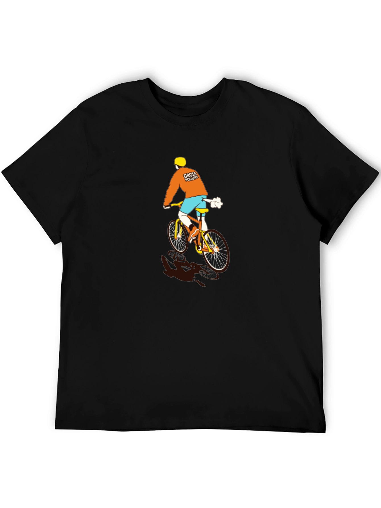 Black Funny Gross Polluter Biker Black T-Shirt view 5