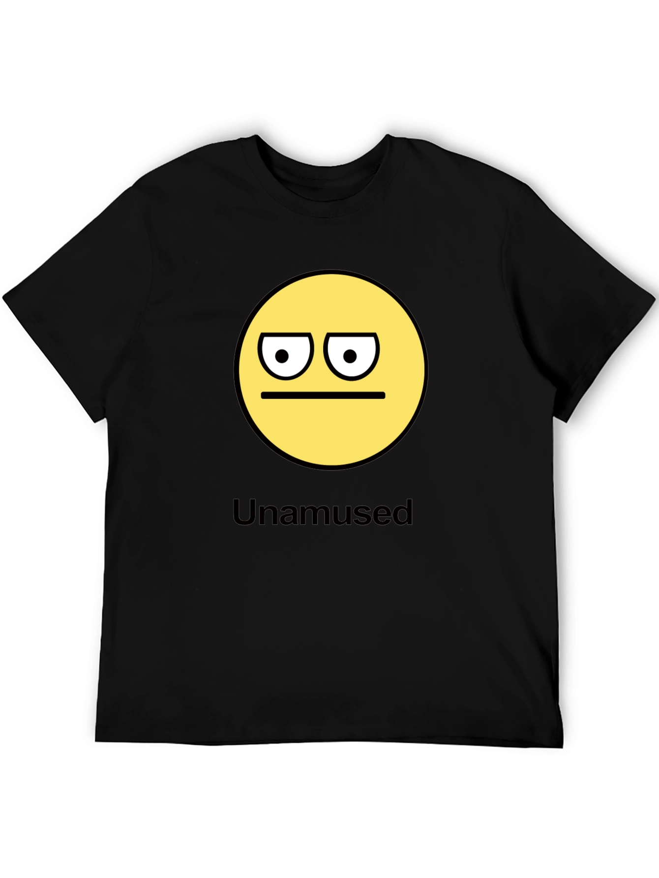 Black Unamused Emoji Graphic Black T-Shirt view 5