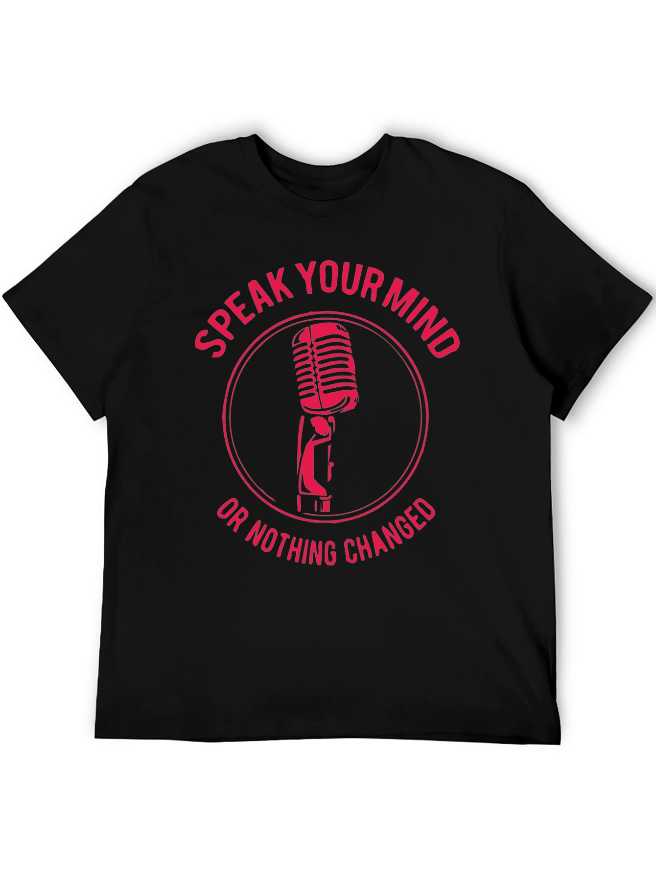 Black Speak Your Mind Tee - Retro Microphone Graphic T-Shirt view 5