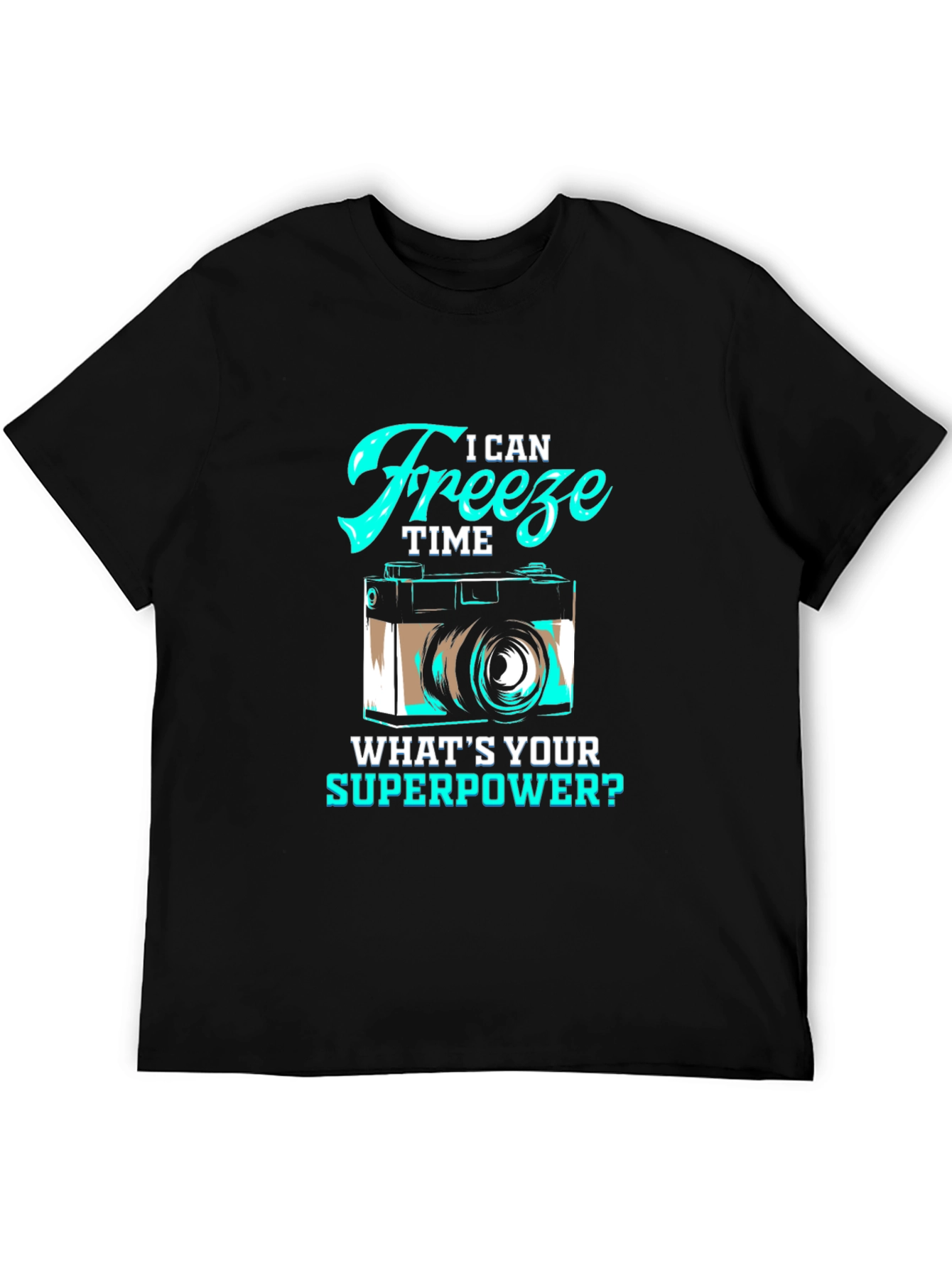 Black I Can Freeze Time Camera Graphic T-Shirt view 5
