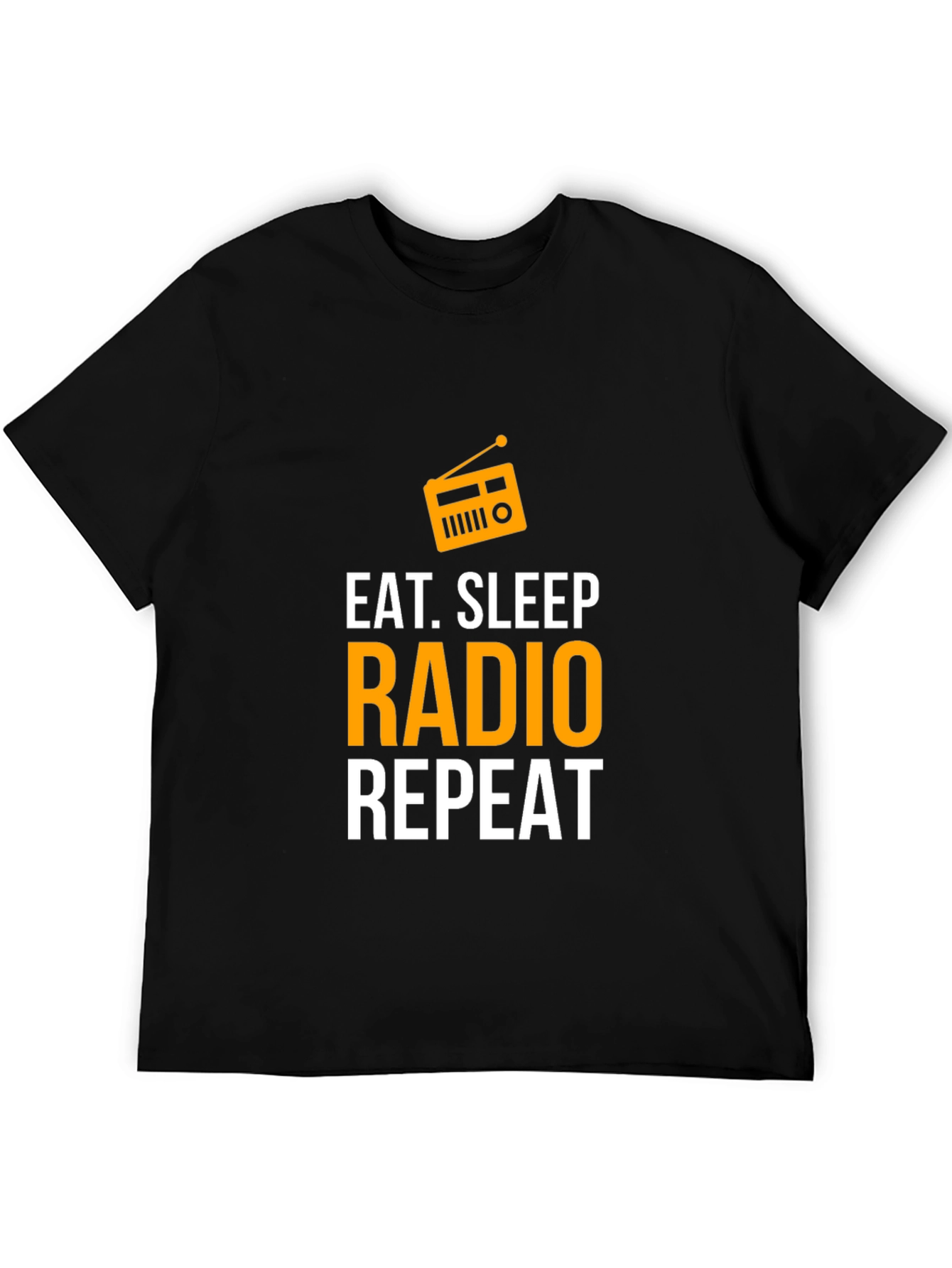 Black Eat Sleep Radio Repeat T-Shirt - Radio Lover Tee view 5