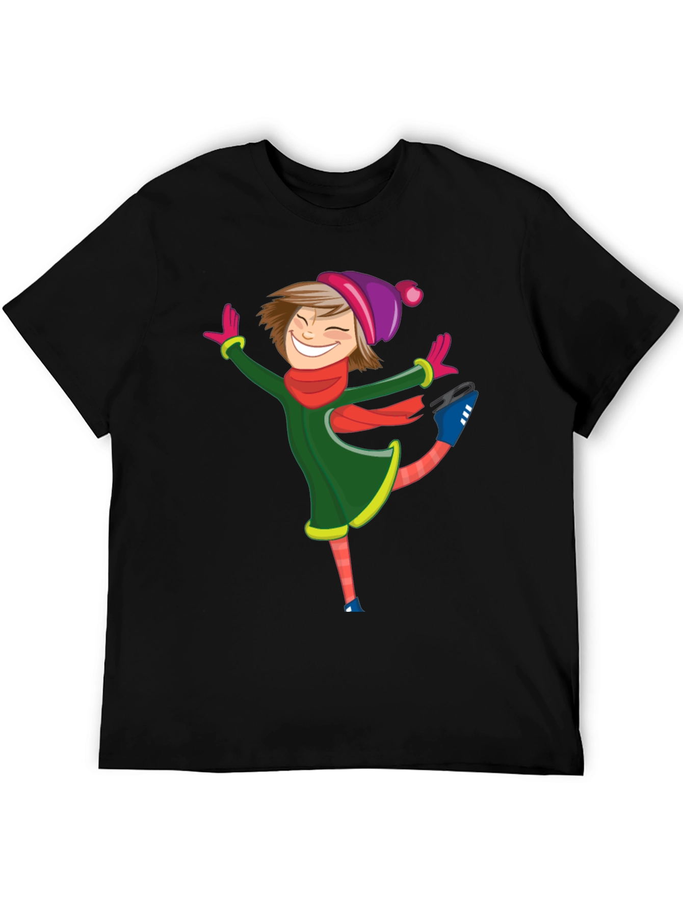 Black Skating Girl Graphic Tee - Black Cotton Blend Shirt view 5