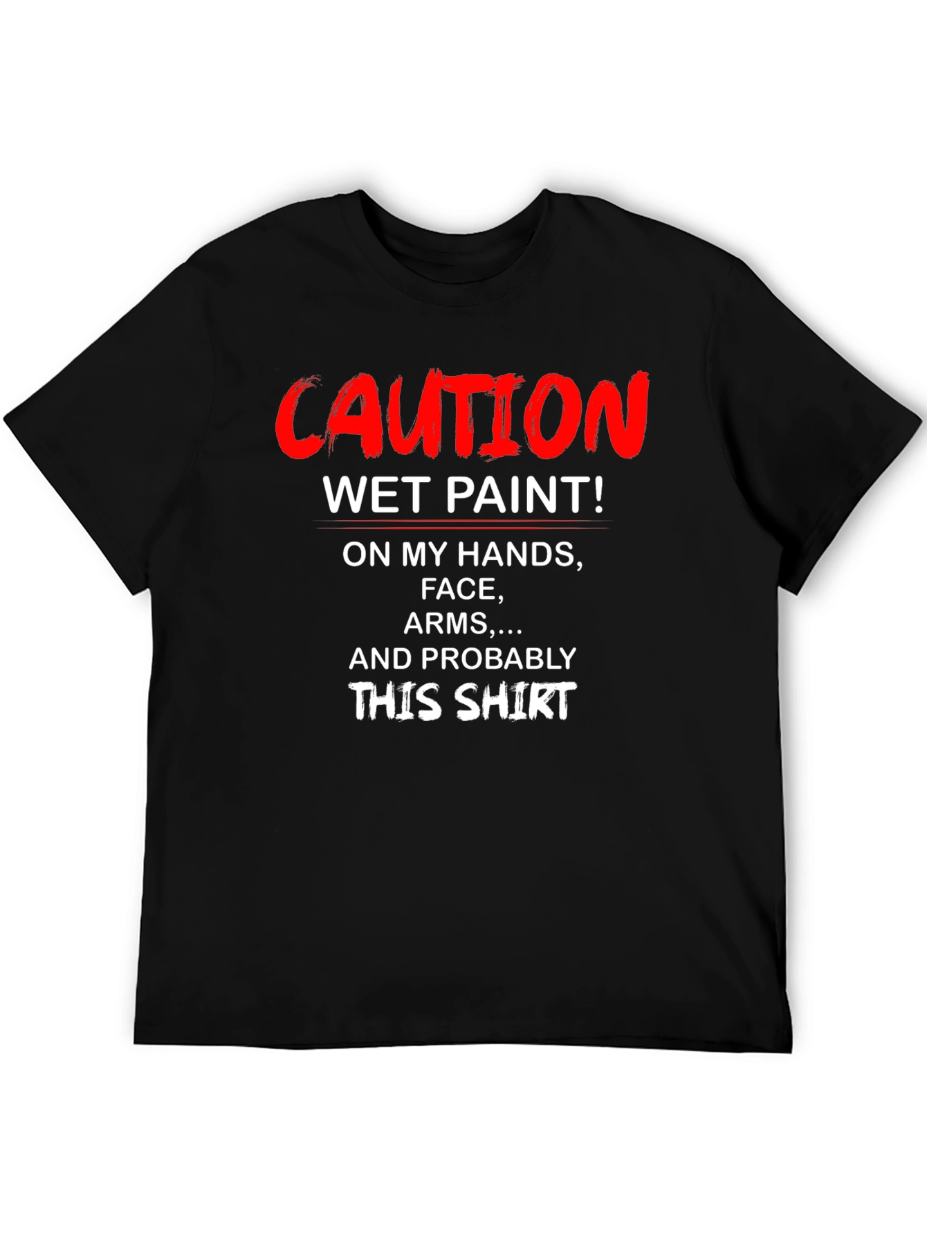 Black Caution Wet Paint T-Shirt - Funny Novelty Tee view 5