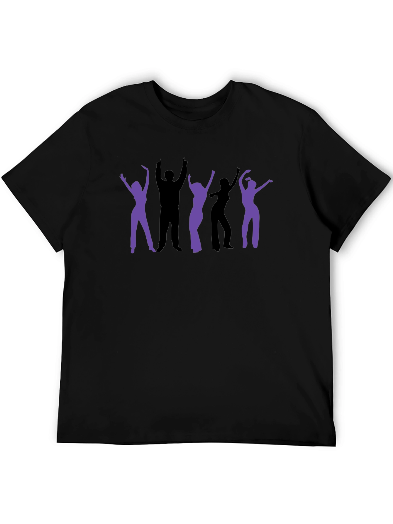 Black Retro Dance Party Graphic Tee - Black Cotton T-Shirt view 5