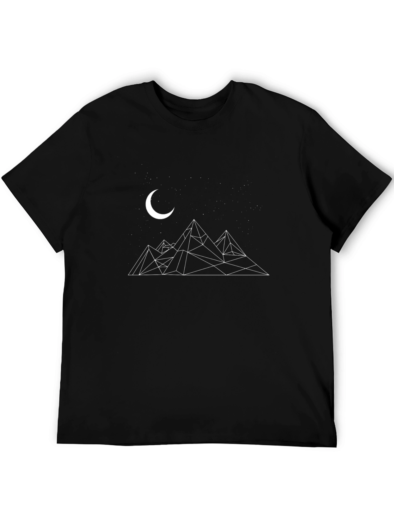 Black Geometric Mountain & Moon Black T-Shirt view 5