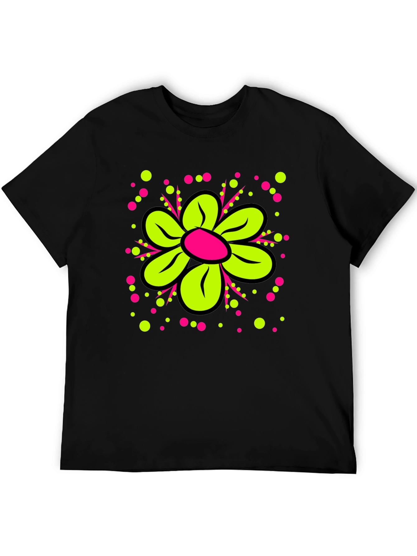 Black Funky Flower Graphic Tee - Black view 5