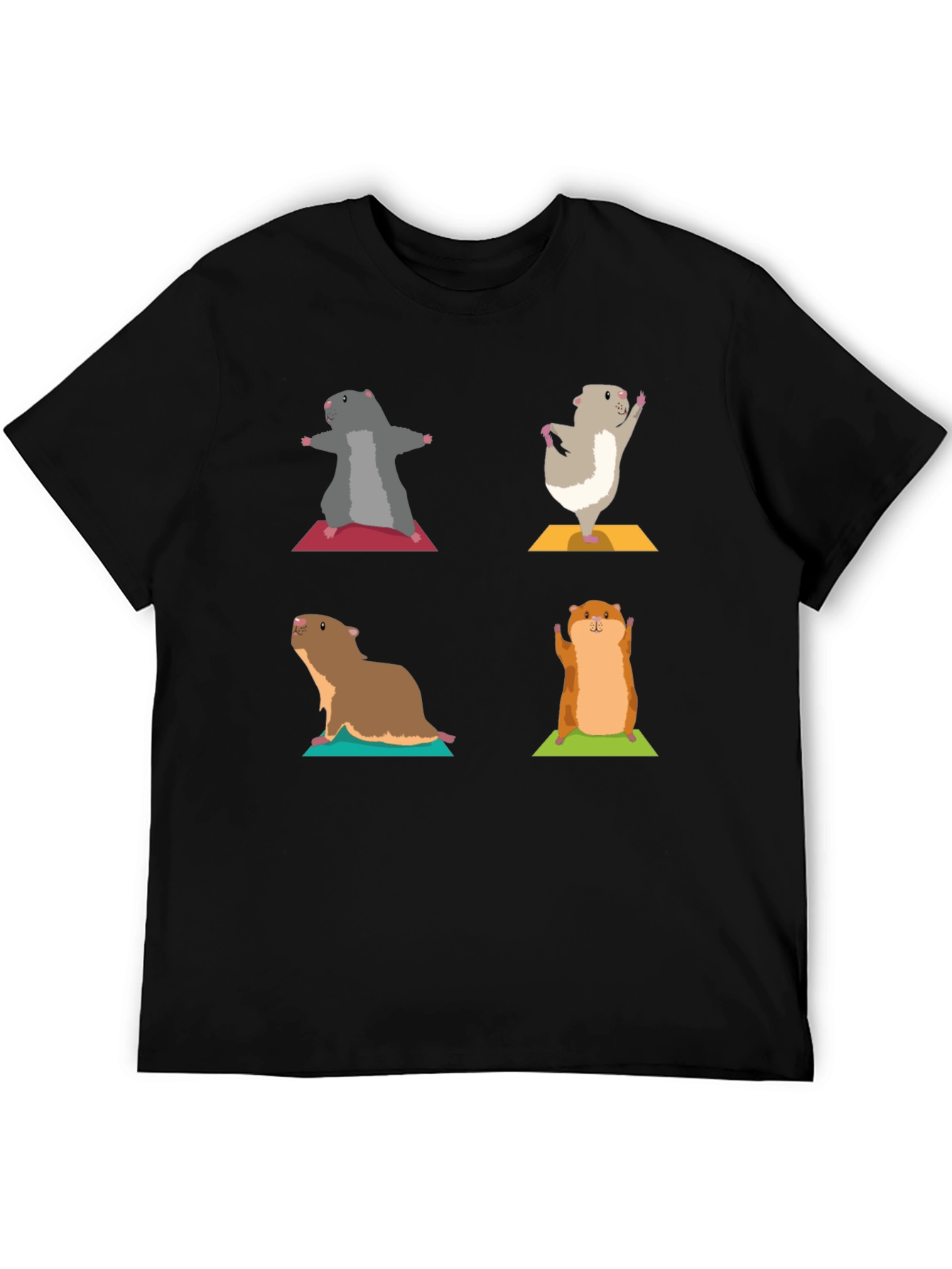Black Yoga Hamsters Black T-Shirt view 5