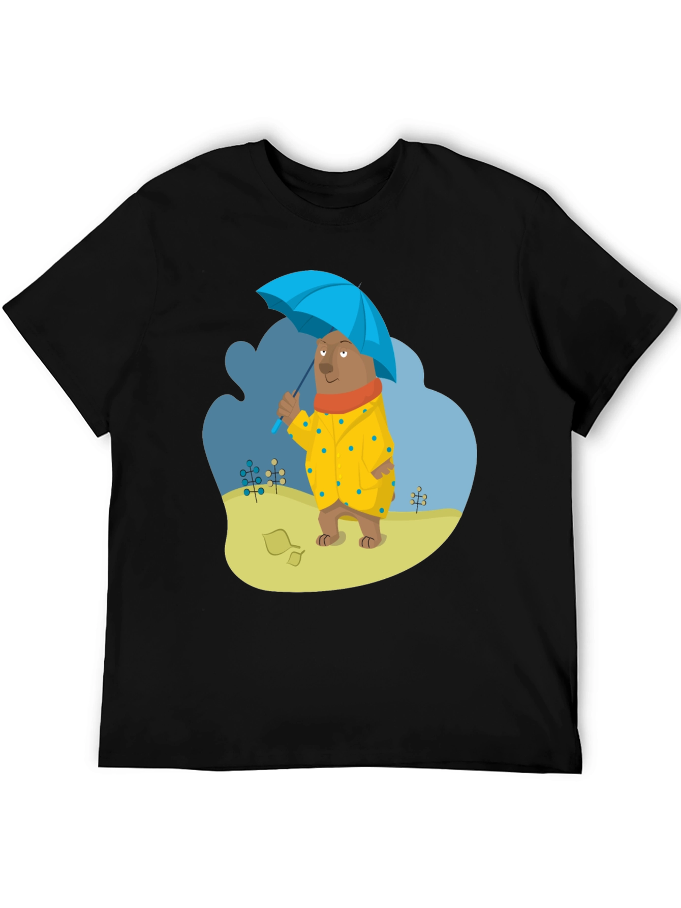 Black Bear in Raincoat Graphic T-Shirt - Unisex Casual Tee view 5