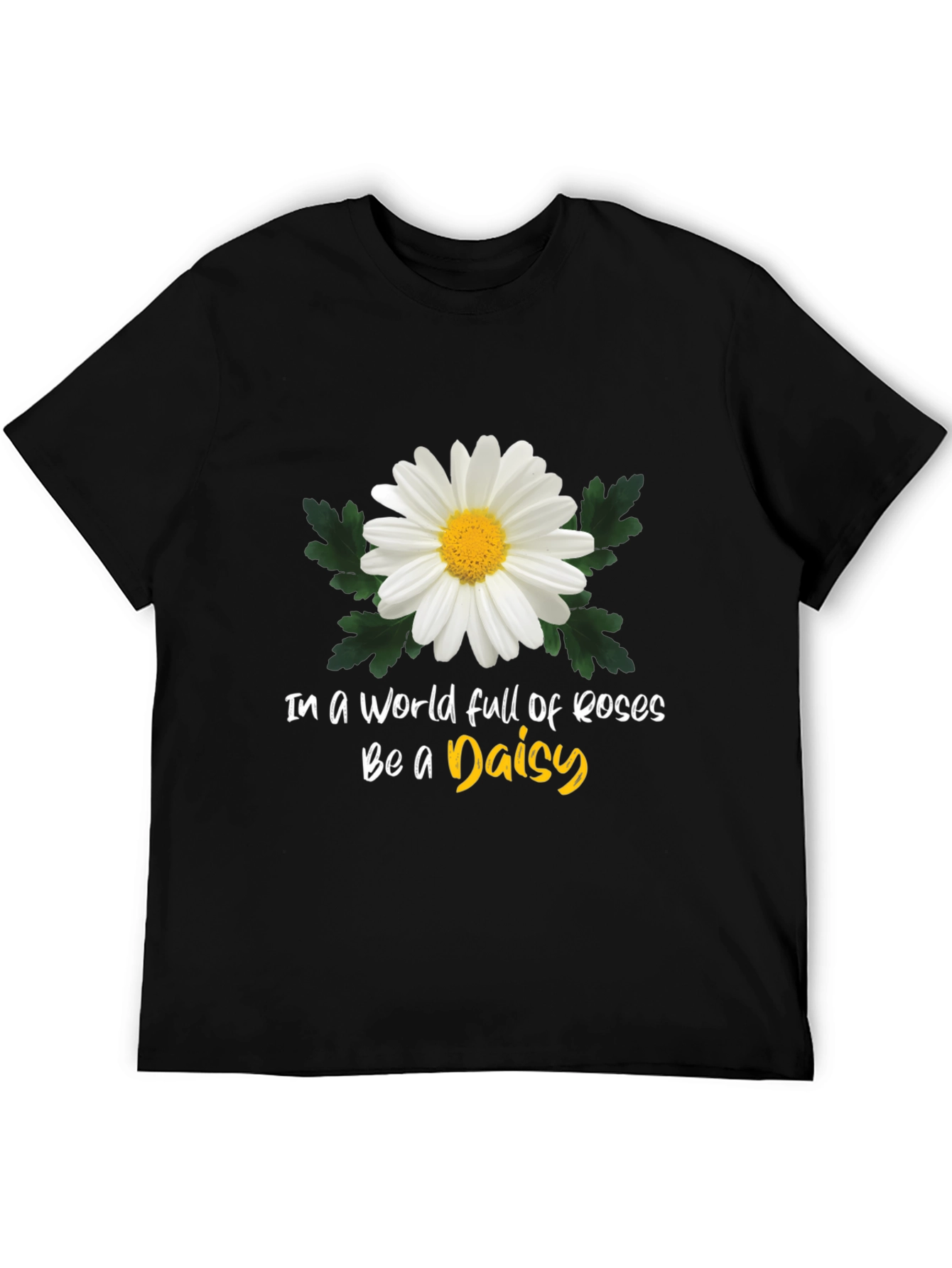 Black Be a Daisy T-Shirt: Unique Floral Graphic Tee view 5
