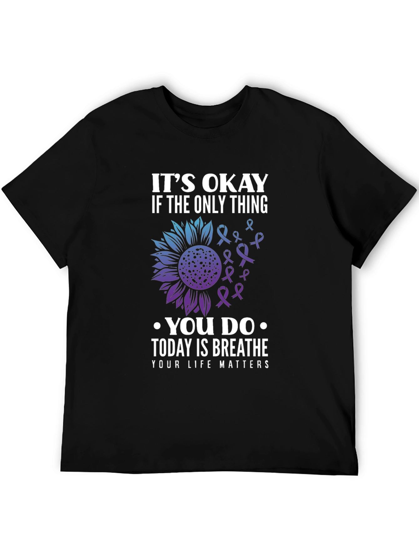 Black It's Okay To Breathe Graphic T-Shirt view 5
