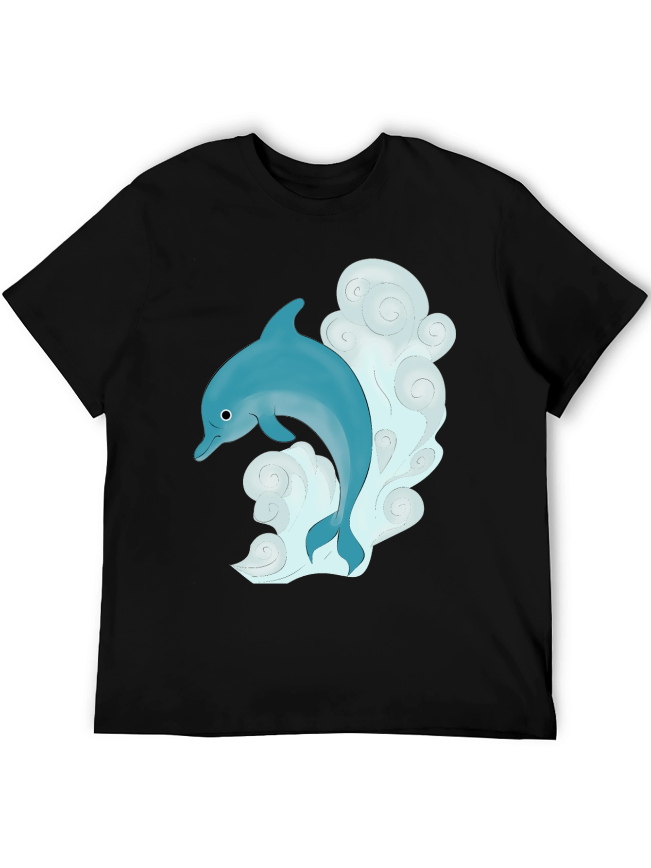 Black Dolphin Graphic T-Shirt - Black Cotton Tee view 5
