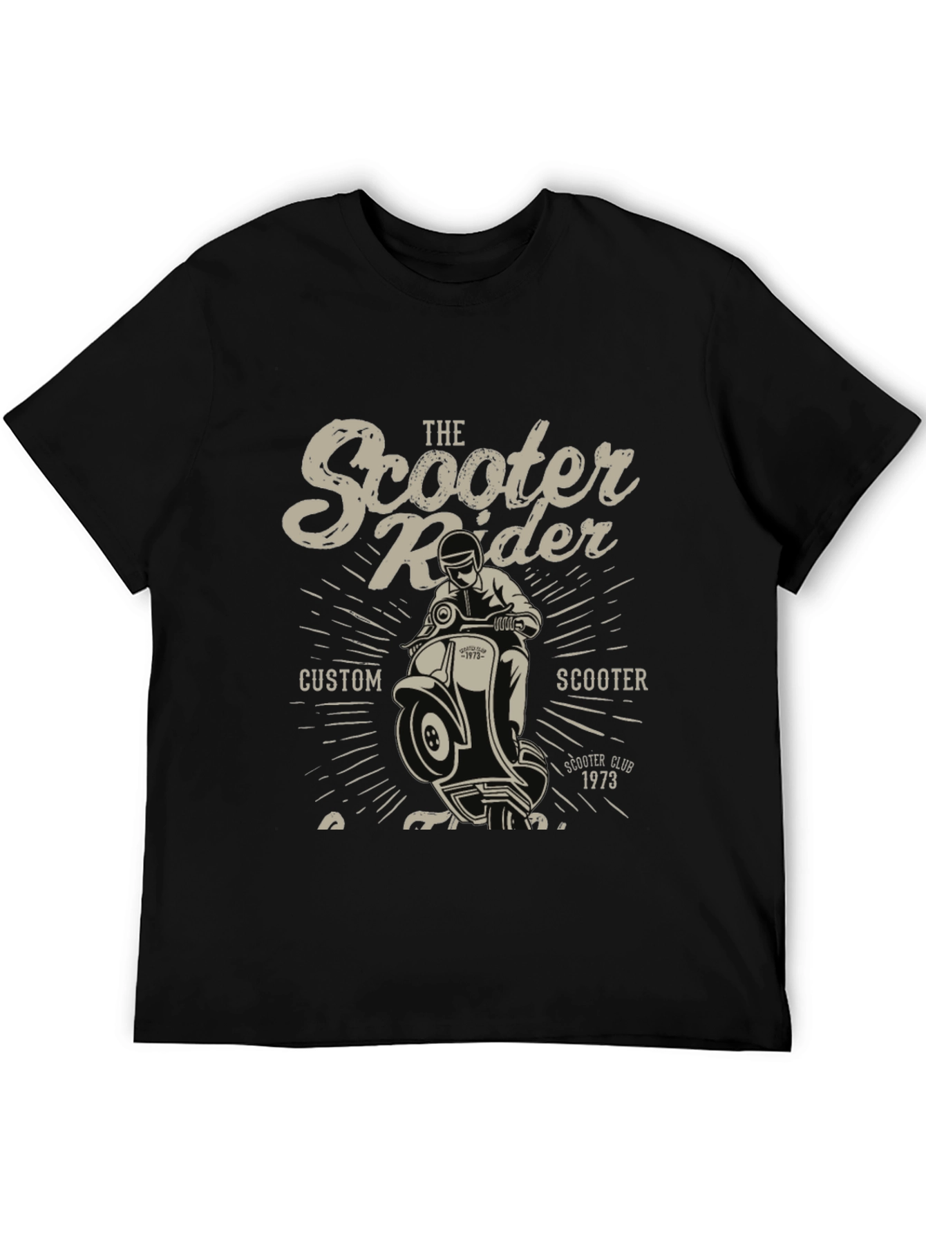 Black Vintage Scooter Rider Graphic Tee - Custom Scooter Club view 5