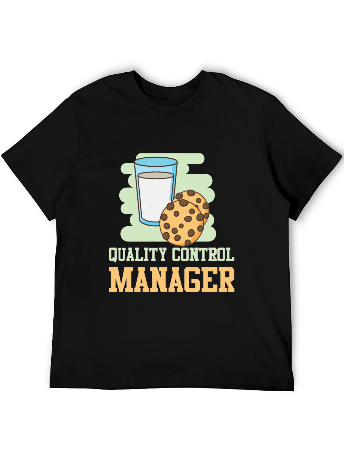 Black Quality Control Manager Cookie & Milk Graphic T-Shirt view 5