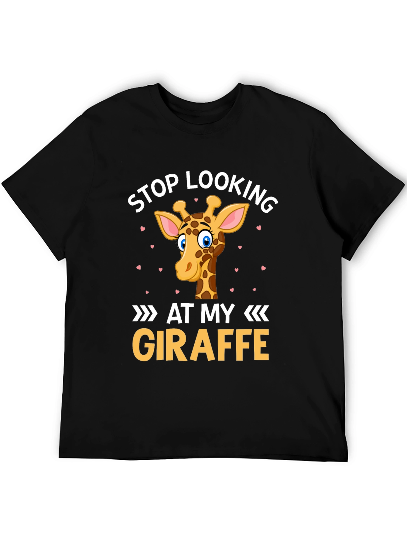 Black Stop Looking At My Giraffe T-Shirt - Novelty Graphic Tee view 5