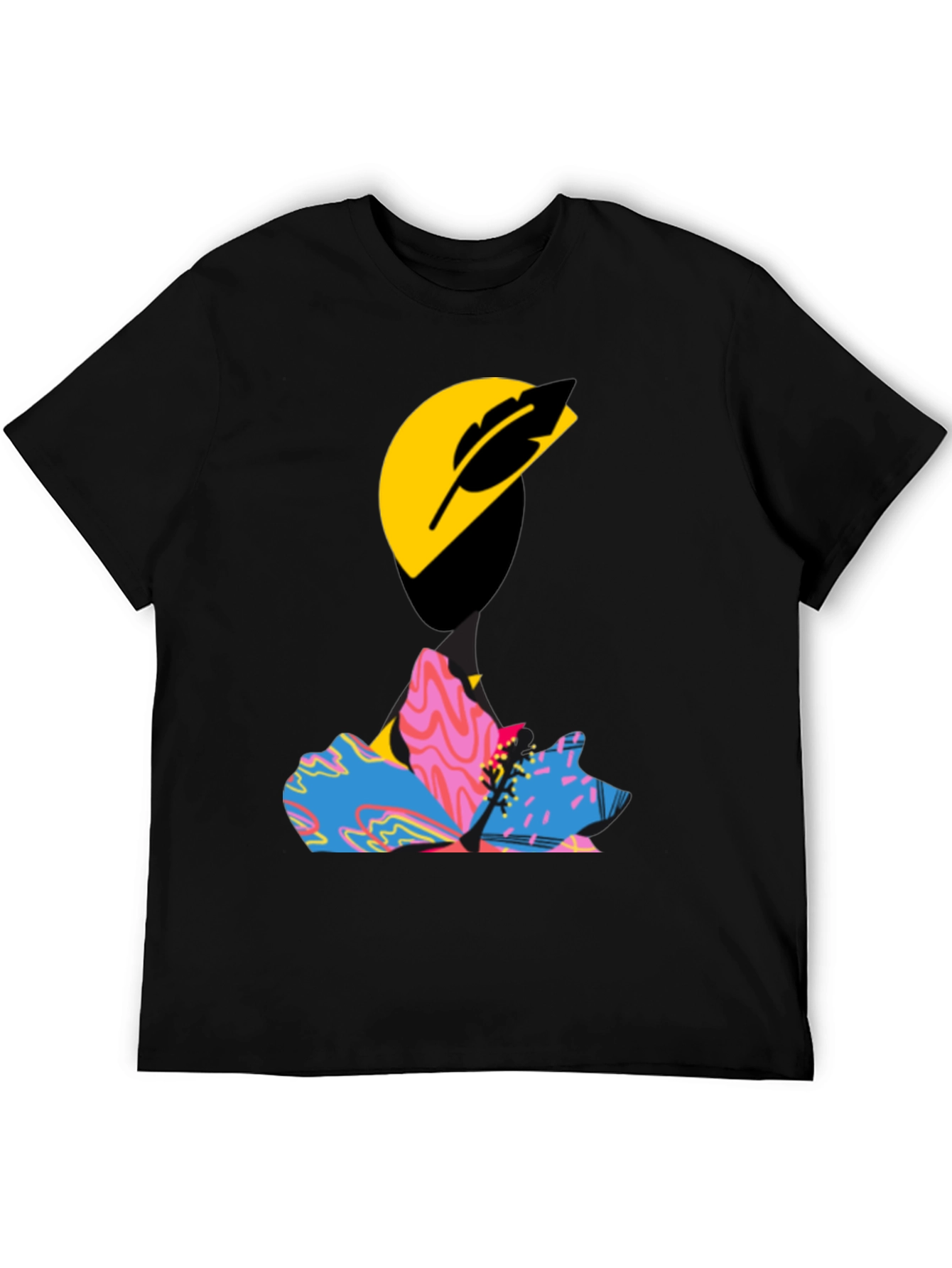 Black Abstract Graphic Print Black T-Shirt view 5