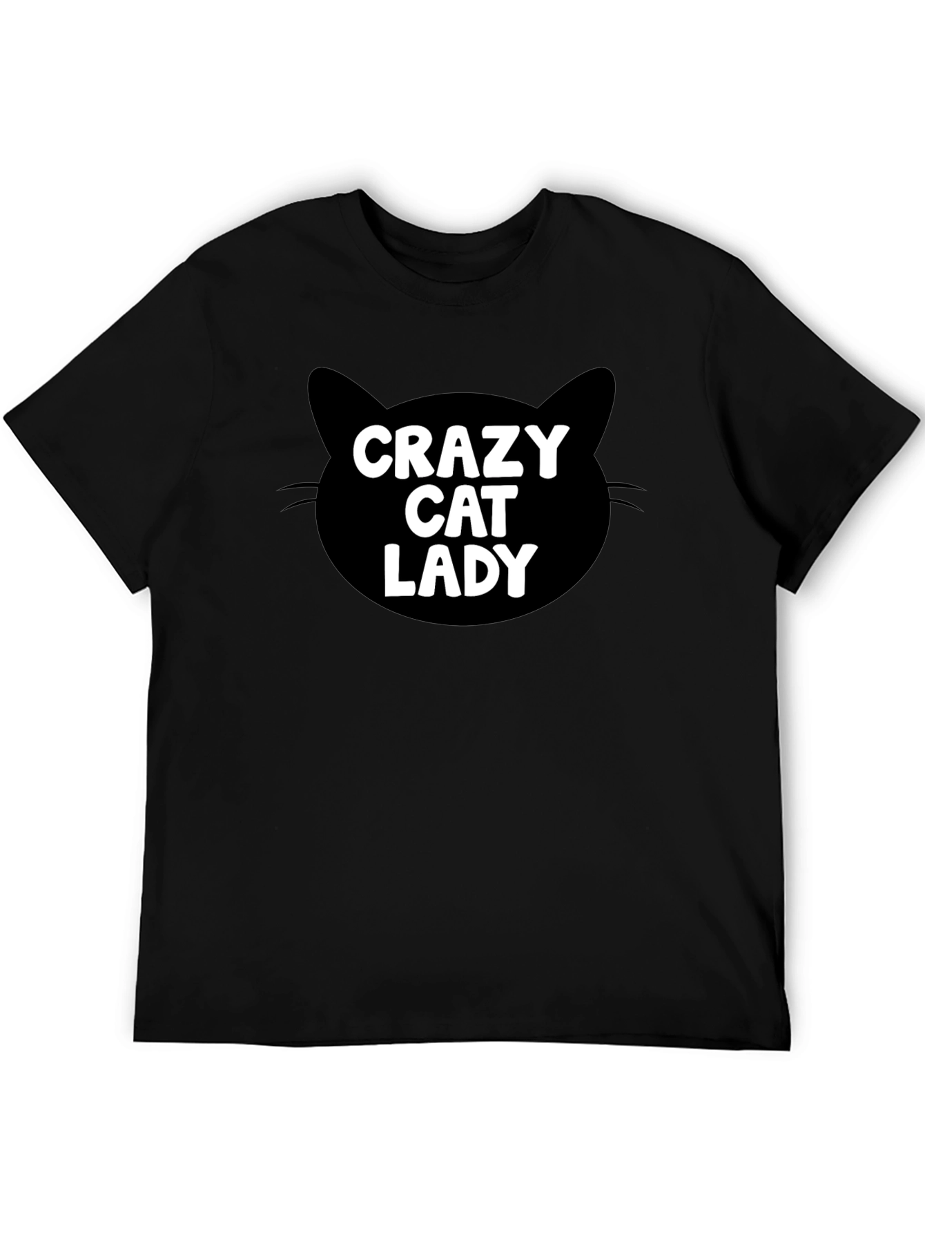 Black Crazy Cat Lady T-Shirt - Black view 5
