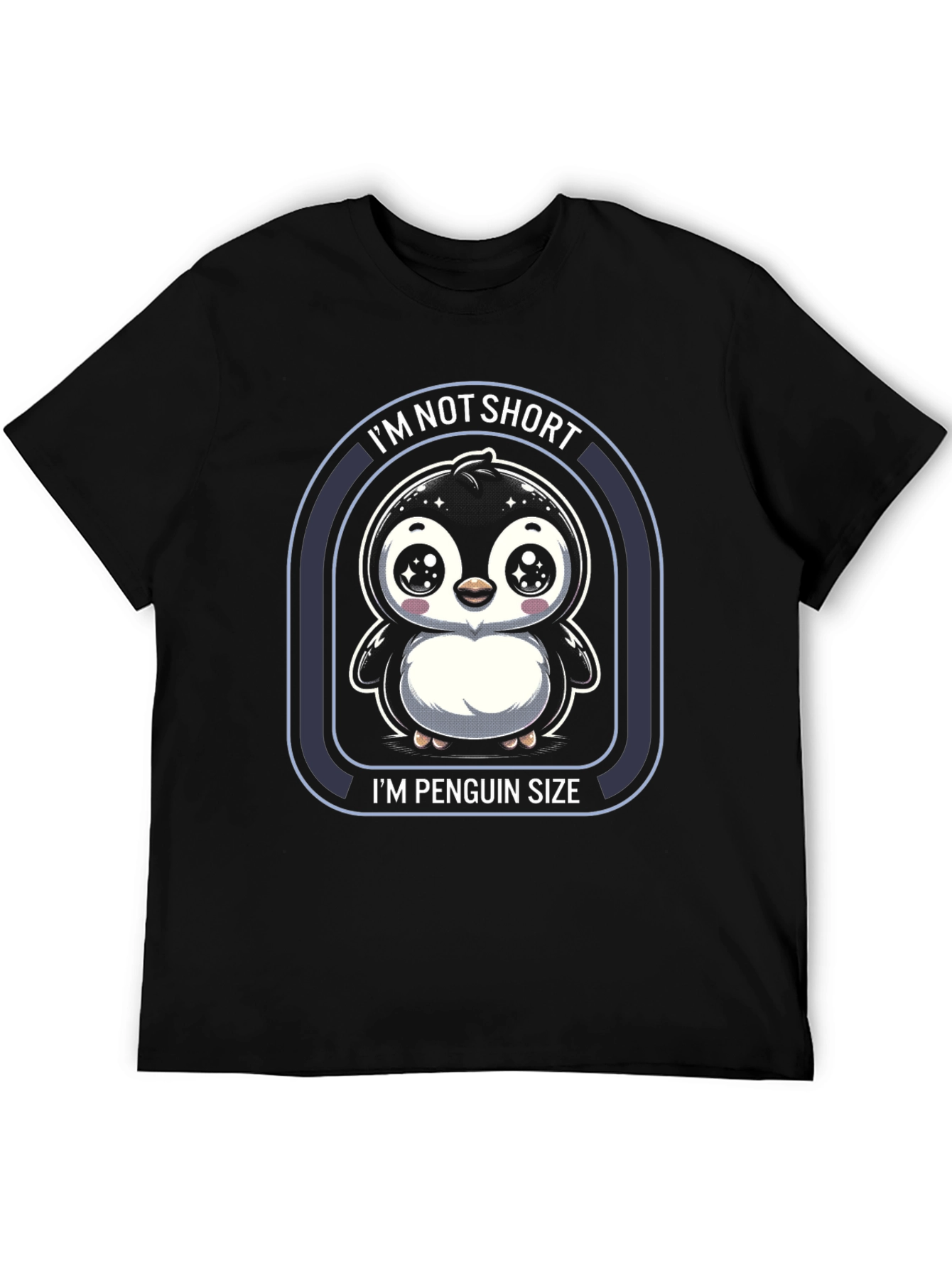 Black I'm Not Short, I'm Penguin Size T-Shirt view 5