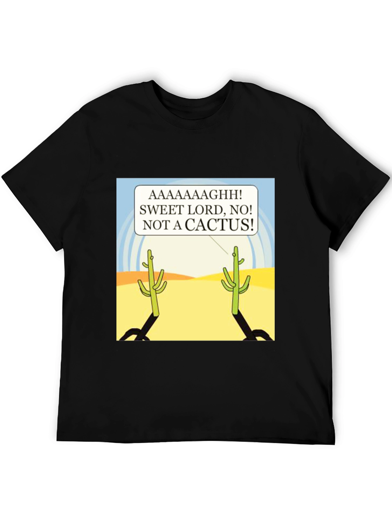 Black Funny Cactus T-Shirt - AAAAAAGHH! view 5