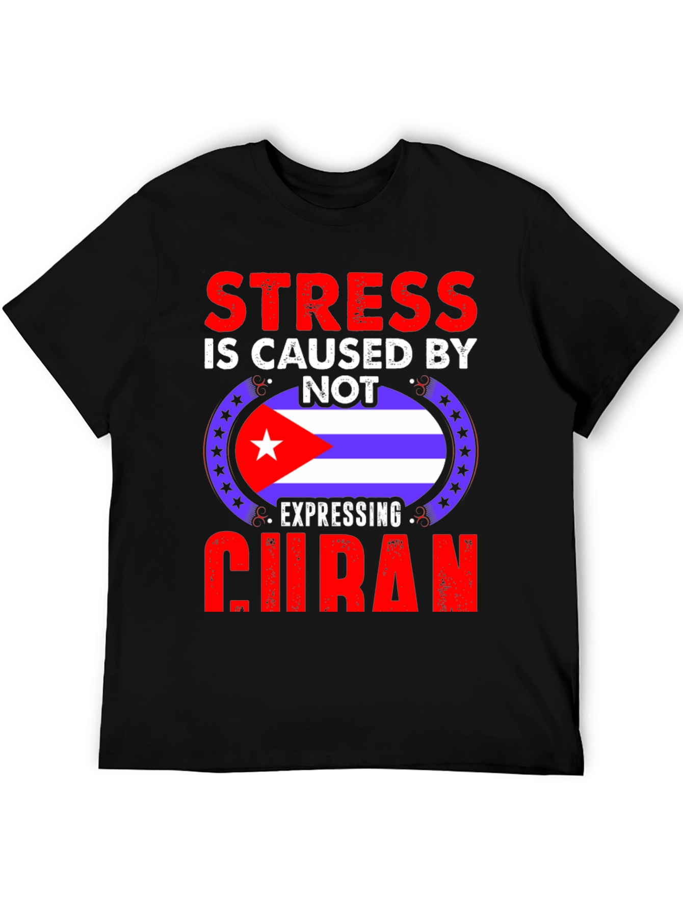 Black Cuban Pride T-Shirt - Stress Relief view 5