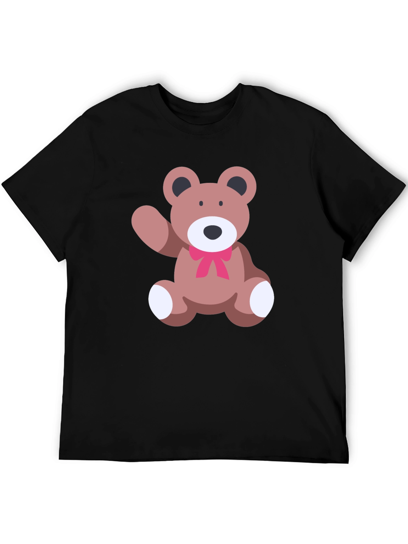 Black Cute Teddy Bear Graphic Black T-Shirt view 5
