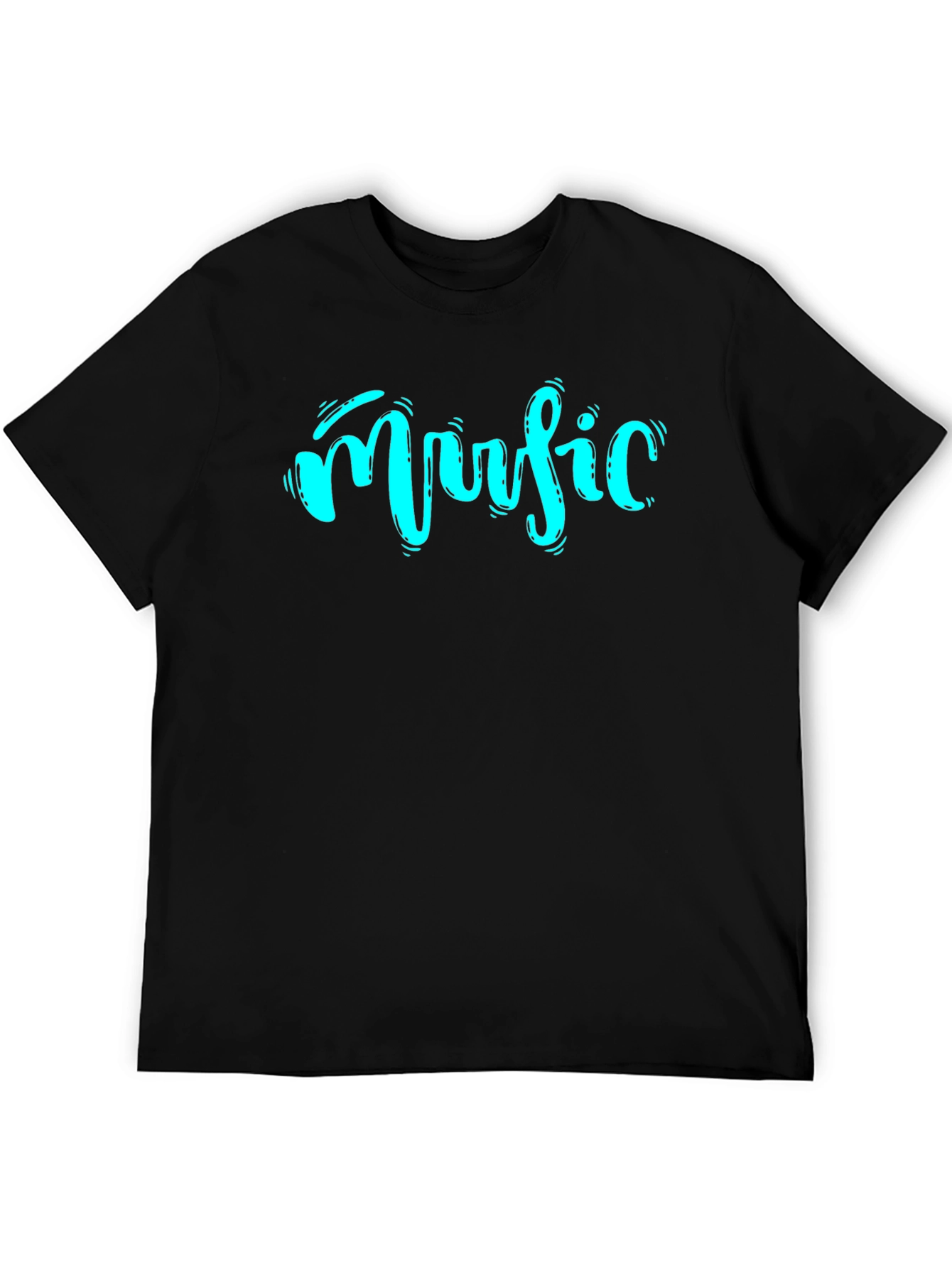 Black Music Graphic Print T-Shirt - Black view 5